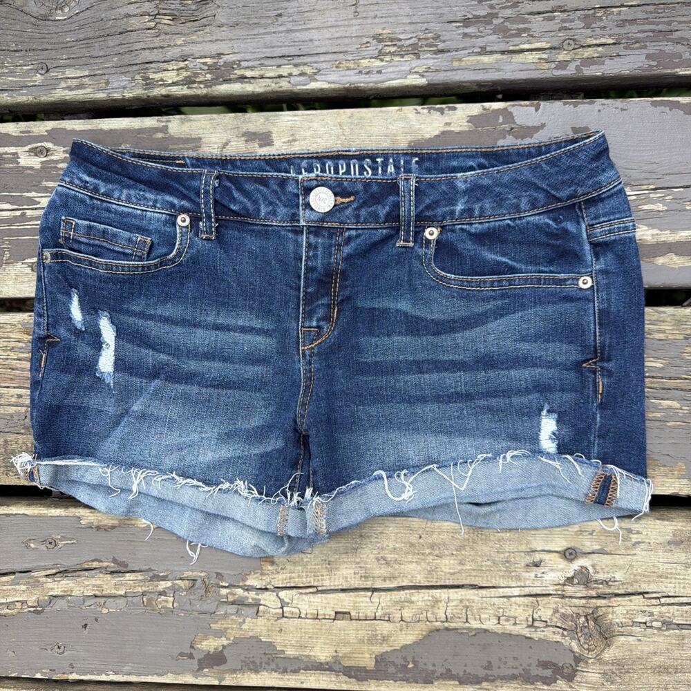 Y2K Aeropostale MIDI Sz 8 Denim Cutoff Shorts Low Rise Cuffed Grunge Festival